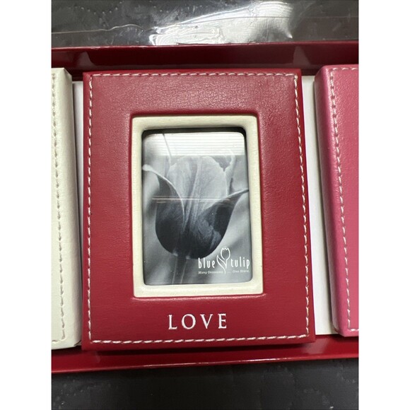 Blue Tulip 3pc LIVE LOVE LAUGH Leather Photo Frame Set 2 1/2”x1 1/2” Accent Gift - Picture 4 of 9